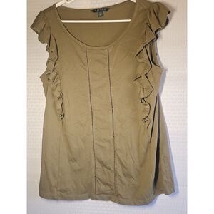 Lauren, Ralph Lauren Women's Large‎ L Sleveless Ruffle Army  Green Comfort